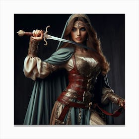 Medieval Woman With Sword12 Canvas Print