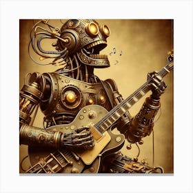 Steampunk Robot Playing Guitar 1 Canvas Print