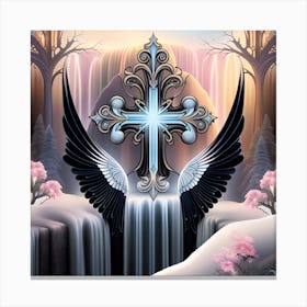 Angel Wings And Waterfall 2 Canvas Print