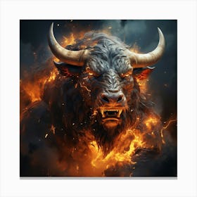 Bull On Fire 1 Canvas Print