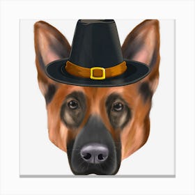 German Shepherd Wearing Pilgrim Hat Thanksgiving Canvas Print