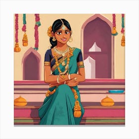 Indian Girl In Sari 2 Canvas Print