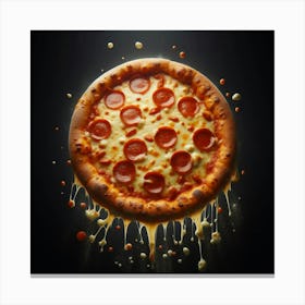 Behold the Pepperoni Pizza Pie, a mouthwatering and delectable masterpiece that tantalizes the taste buds with its savory flavors and captivating aroma. Canvas Print