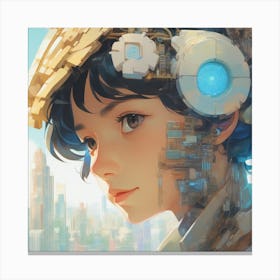 Girl With A Robot Head 1 Canvas Print