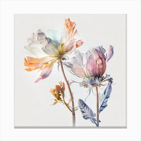 Minimal Watercolor Flowers Canvas Print