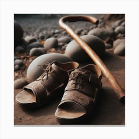 Sandals And Cane Canvas Print