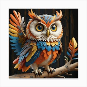 Owl On A Branch Canvas Print