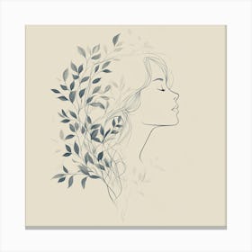 Portrait Of A Woman With Leaves Canvas Print