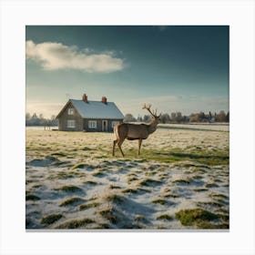 Deer In The Snow 4 Canvas Print