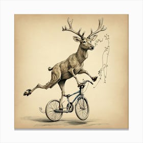 Deer On A Bike 9 Canvas Print