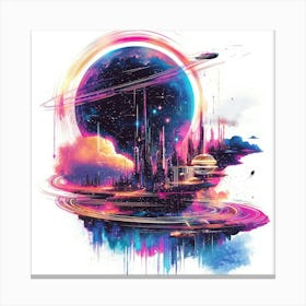 Space City.Generated AI. Wall Art Print 2 Canvas Print