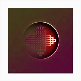 Geometric Neon Glyph on Jewel Tone Triangle Pattern 286 Canvas Print