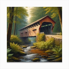 Covered Bridge In The Forrest Canvas Print