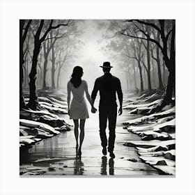 Couple Walking In The Woods Lienzo