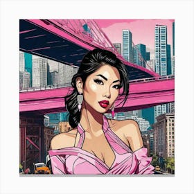 Asian Woman In Pink Dress Canvas Print