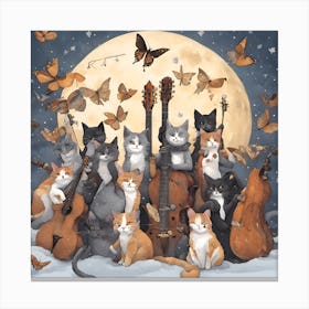 0 A Musical Band Of Cats Canvas Print