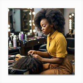 Afro Hair Stylist Canvas Print