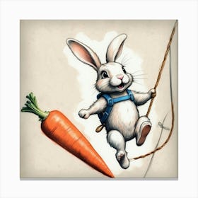 Rabbit On A Rope 4 Canvas Print