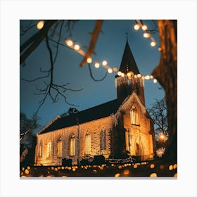 Church Lit Up At Night 1 Canvas Print