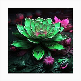 Neon Bloom Green Art Print 1 Canvas Print