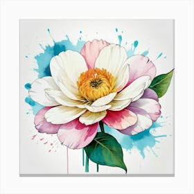 Watercolor Peony Flower Canvas Print