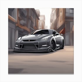 Nissan Gtr city background Canvas Print