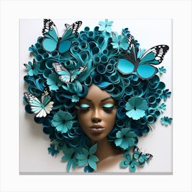 Blue Afro Canvas Print