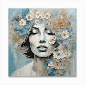 Woman With Flowers On Her Head Canvas Print