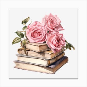 Roses On Books 8 Canvas Print