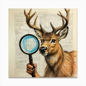 Deer With Magnifying Glass 22 Canvas Print