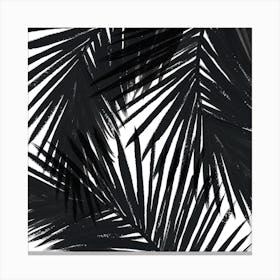 Black Palms Square Canvas Print