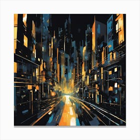 Cityscape At Night 3 Canvas Print