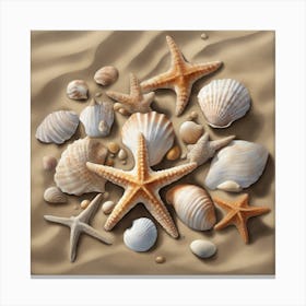 Starfish On Sand Canvas Print