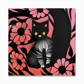 Floral Kitten Canvas Print