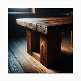Wooden Table In A Dark Room Canvas Print