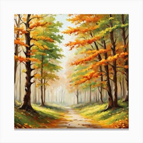 Forest In Autumn In Minimalist Style Square Composition 3 Canvas Print