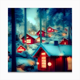 Swedish Village At Night Canvas Print