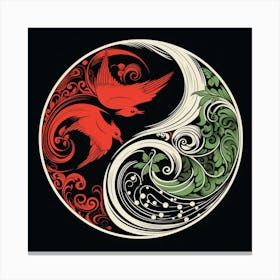 Multiple Native Spiral Birds Ying Yang Style Canvas Print