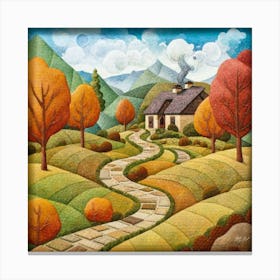 The Winding Road Home. In the middle of the meadows 10 Canvas Print