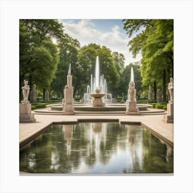 Fountain In A Park Canvas Print