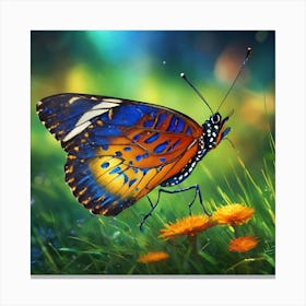 Butterfly In The Grass 1 Canvas Print