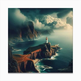 Lighthouse On A Cliff Canvas Print