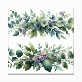 Watercolor Floral Border Canvas Print