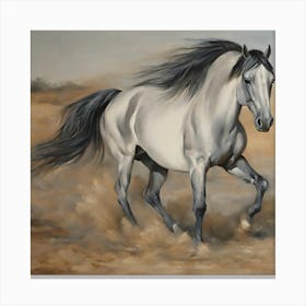 Horse Running In The Desert Canvas Print