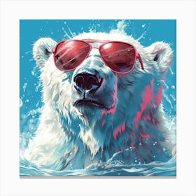Polar Bear In Sunglasses 10 Canvas Print