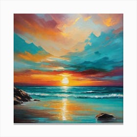 Sunset On The Beach 1065 Canvas Print