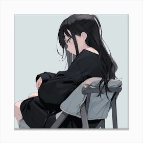 Anime Girl Sitting On A Chair Canvas Print
