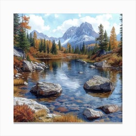 Lena1987 Secluded Alpine Lake 4 Canvas Print