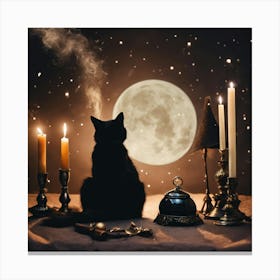 Witch Cat In The Moonlight Canvas Print