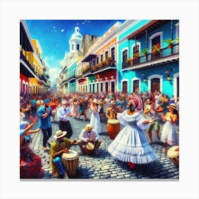 People In Old San Juan - Puerto Rico Canvas Print